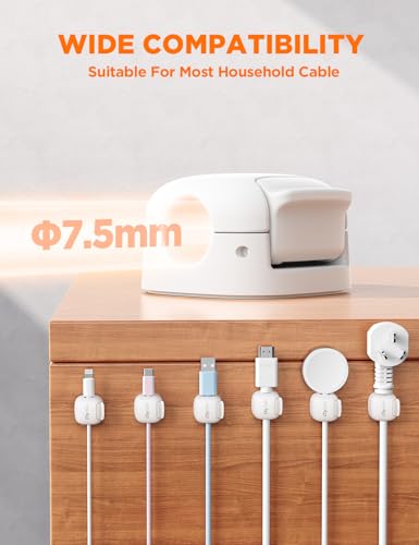 Chfeila White 6-Pack Cord Organizer Clips for Desk & Nightstand - Cable Management