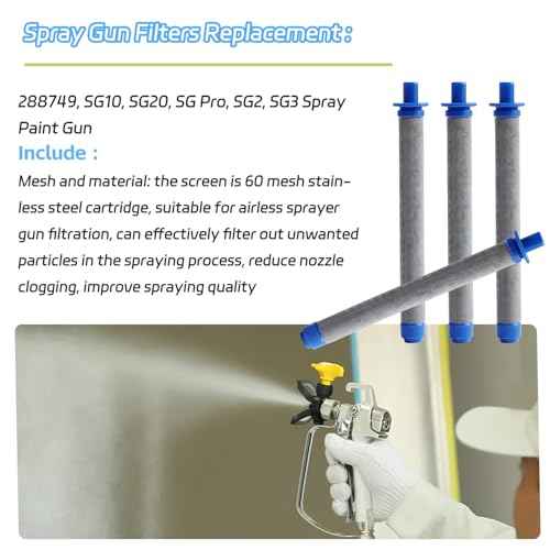 288749 60 Mesh Airless Spray Paint Gun Filters Replacement for Graco SG10 SG20 SG Pro SG2 SG3, 288749 Replaces Graco Paint Sprayers Gun Filters (4 Pack)