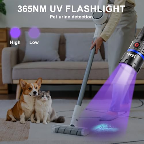 365nm UV-Flashlight Blacklight, 60W 6*LED Beads, 5000mAh Rechargeable Black Light, IP65 Waterproof Blacklight Flashlights for Pet Urine Detection, Resin Curing, Rock Hunting, Mineral Detection