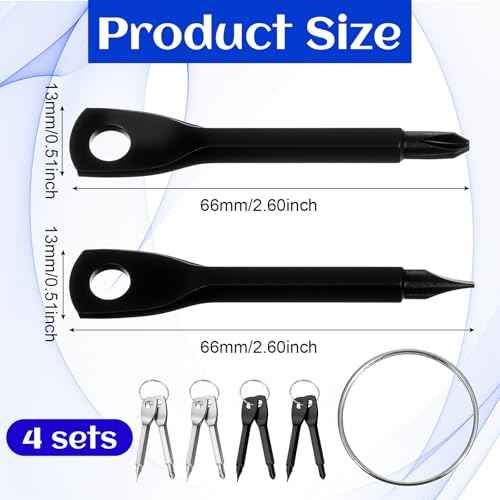 4 Set (8 Pcs) Portable Multifunction Keychain Screwdriver Mini Key Shape Travel Kits Outdoor EDC Screwdriver Keychain Tool Multitool Flathead Phillips Outdoor Cool Gadgets for Men
