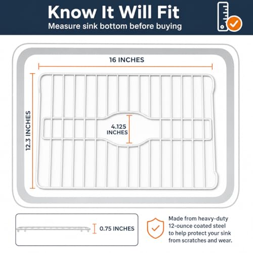 Better Houseware White Sink Protector Grid 16x12.3x1 Inches Kitchen Sink Mat