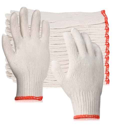 12 pairs (747g) labor protection cotton gauze gloves, woven work gloves, barbecue protective gloves thickened lining gloves industrial rope safety grip protection soft gloves., Large