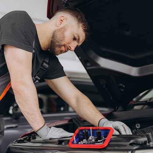 WORKPRO 4PC Collapsible Magnetic Parts Tray Set, Double-Sided Magnet Bowl for Screws, Nuts, Pins, Foldable Bolt Tray for Garage, Maintenance, Silicone Mechanic Tools Gift for Man, 11 Inch & 6.3 Inch