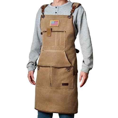 Professional Heavy-Duty Woodworking Apron for Men, Durable Carpenter Tool Apron with Pockets, Adjustable Long Ties, Reinforced Hardware, Lifetime Gift for Woodworkers