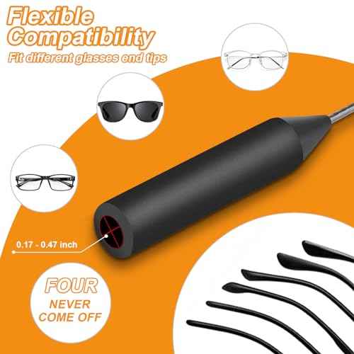 Yeahxing Adjustable Glasses Strap - 4 Pack 16Inch Eye Glasses String Straps with Retainer Ear Cushion, Eyewear Retainer, No Tail Anti Slip Sunglasses String Eyeglass Strap for Men Women