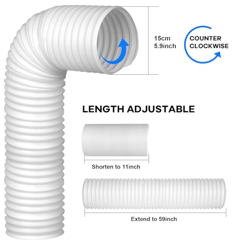 Wafloter 5.9 Inch Portable AC Window Vent Kit with Adjustable Seal Plates — Fits Horizontal & Vertical Sliding Windows — 5.9" Exhaust Hose Included