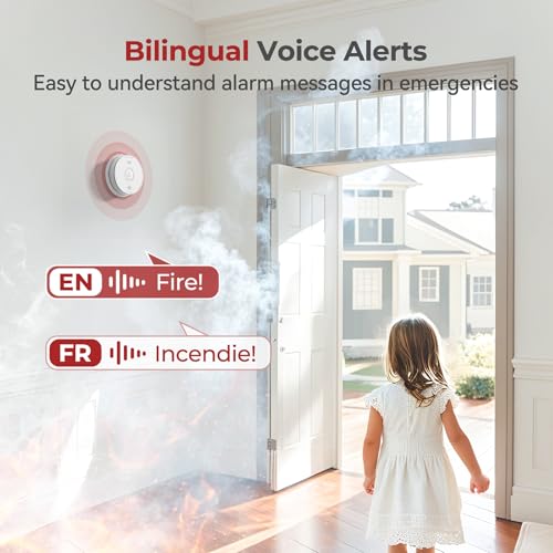 Siterlink Hardwired Smoke Detector Carbon Monoxide Detector Combo 10 Year Battery up, UL 217-9th Conforming, Interconnected Smoke & CO Alarm with Bilingual Voice Alerts, 1 Pack