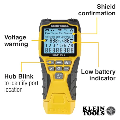 KLEIN TOOLS VDV501-851 Cable Tester Kit with Scout Pro 3 for Ethernet / Data, Coax / Video and Phone Cables, 5 Locator Remotes