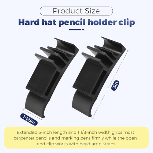 Hard Hat Pencil Holder Clip | 3-in-1 Attachment for Carpenter Pencils, Markers & Headlamp Bands | Black Reinforced Nylon Accessory Fits Both Sides of Hard Hats for Woodworkers