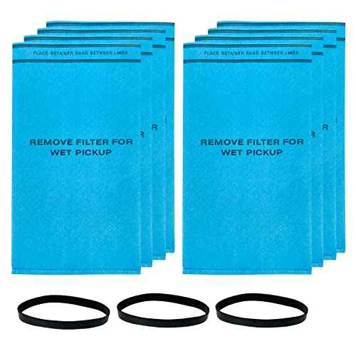 8 Pack Wet Dry Filter Bags Compatible with Work-shop WS01025F2, Craftsman 9-38737, MultiFit VF2000, Select 2-1/2 to 5-Gallon Shop Vac Vacuum Stinger Craftsman Husky (with 3 Retaining Bands)