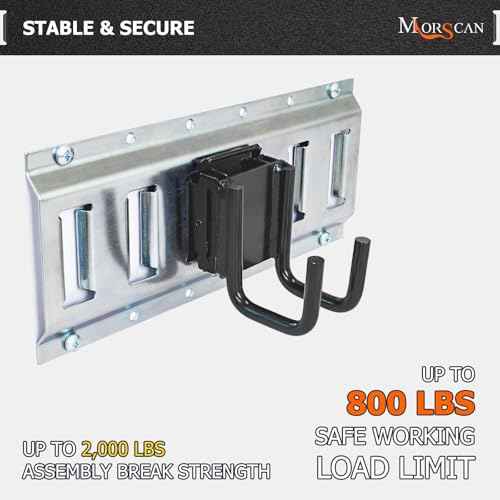 4-Pack E-Track Double Fitting J-Hooks, 2" Wide & 2" Deep Stable E Track Double J Hooks with Dual Fittings, Heavy Duty Shovel Hanger for Trailers, Trucks, Garden Tools Organizers Storage