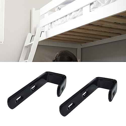 4pcs Iron Bunk Bed Ladder Brackets, PVC Coated Stainless Steel Angled Ladder Hooks Heavy Duty Hardware Utility Hook Loft Bed Hanger (Black)