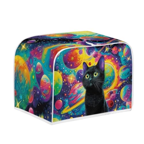 ASQVTIFE Space Black Cat 2-Slice Toaster Cover - Cute Cat Kitchen Accessory