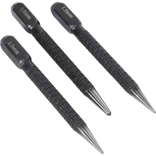 3Pcs 10cm Black High-Carbon Steel Center Punch Set Non Center Punch for Alloy Steel Metal Wood Marking Drilling Tool Center Punches Punches Hand Tools, Center Punches