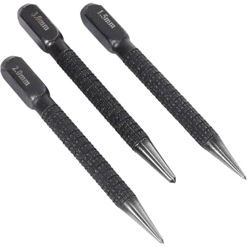 3Pcs Black High-Carbon Steel Center Punch Set Non Center Punch for Alloy Steel Metal Wood Marking Drilling Tool Center Punches Punches Hand Tools,Tools and Home Improvement 10cm