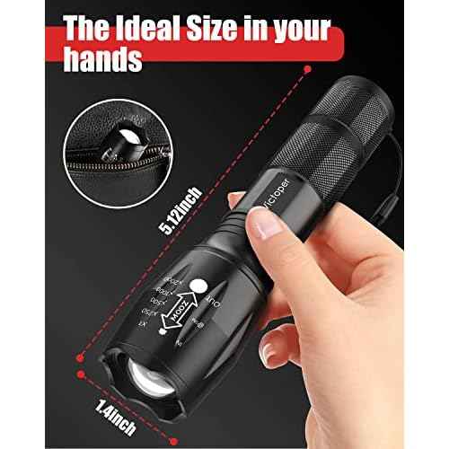 Victoper LED Flashlight 2 Pack, Bright Tactical Torch High Lumens with 5 Modes, Waterproof Zoomable Flash Light, Christmas Stocking Stuffers Gifts for Men, Hunting Camping Essentials Gear