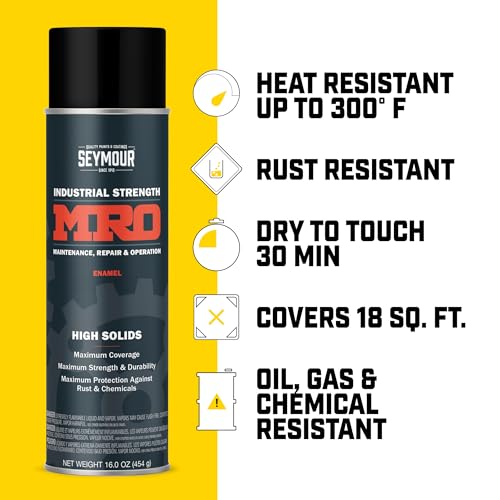 Seymour 620-1415 MRO High Solids Gloss Black Spray Paint 16 oz - Pack of 1