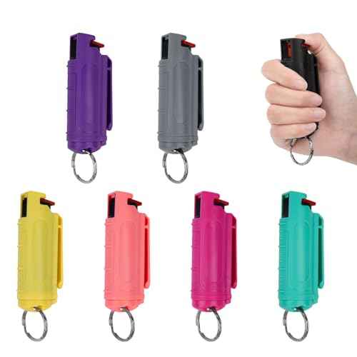 Pepper Spray, 32 Bursts 2.0% MC Defense Spray Belt Clip Holder. Pepper Spray Keychain for Women Self Defense. Tear Gas with Quick Release for Easy Access Finger Grip 7 Packs