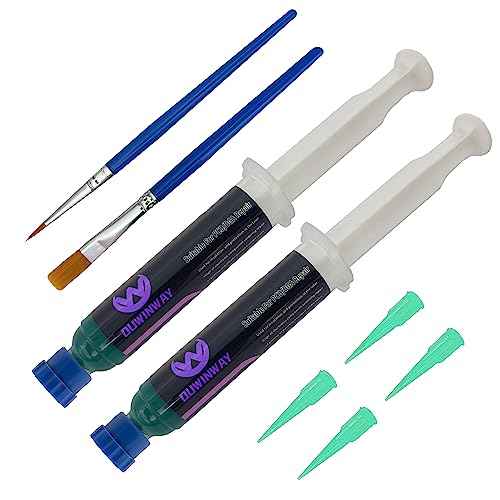 2-pack UV Solder Mask Ink, UV Curing Solder Mask Ink,UV Solder Mask Ink,UV Curing Green Solder Mask BGA PCB Solder Resist Ink with Arcing Prevention, Prevent Corrosive Arcing