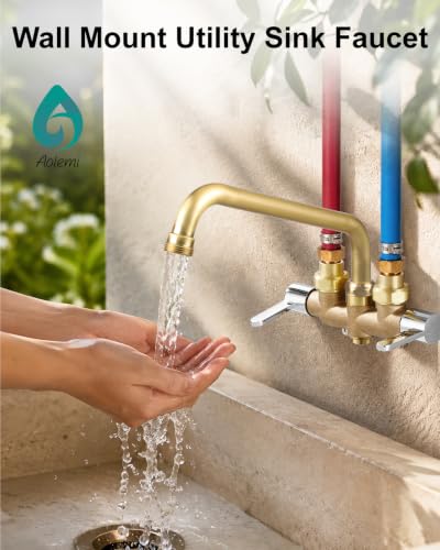 Aolemi Wall Mount Laundry Sink Faucet with 9-Inch Chrome & Brass Spout