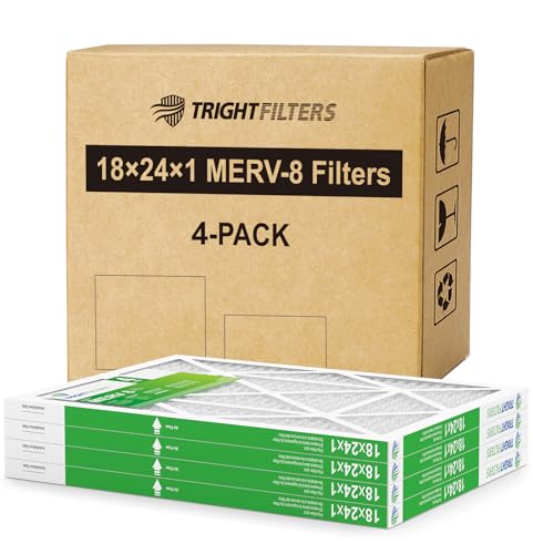TRIGHTFILTERS 18x24x1 Air Filter Pack - MERV 8 Pleated HVAC Furnace Filter