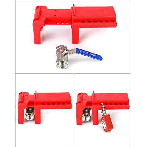 QWORK Ball Valve Lockout, 1/2" - 2-1/2" Diameter, Red