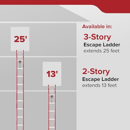 Kidde 13-Foot Fire Escape Ladder for 2-Story Homes, Anti-Slip Rungs, Quick Deployment