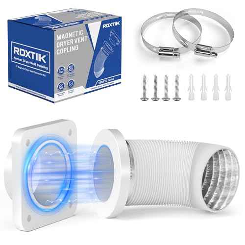 Magnetic Dryer Vent Connector, Airtight Seal Dryer Vent Coupling Kit with 4" 3.3ft Duct, Easy to Clean