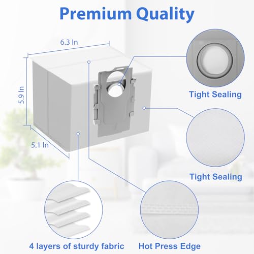 16 Pack Sinnya Q7/Q5/Q10 Q5 Max+ Dust Bags for Roborock Vacuum (Sinnya 16 pack) - Anti-Leak 4-Layer Filtration