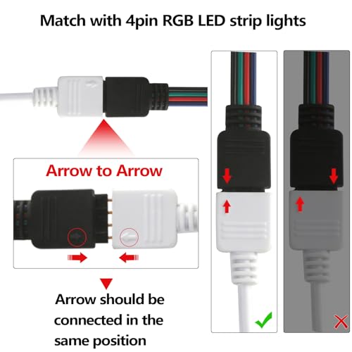 Yiliaw 44-Key IR Remote Control Kit for 12V RGB LED Strip Lights with Power Supply & Control Box - Replacement for SMD 5050 3528 2835