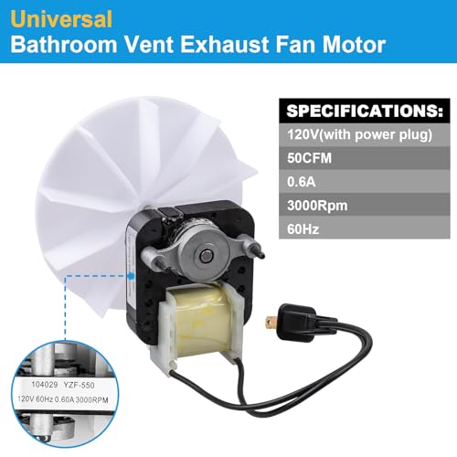 Siasky Bathroom Vent Fan Motor Replacement Kit for Nu-Tone & More, 120V, 50CFM