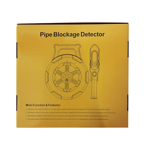 Pipe Blockage Detector, Water Pipe Locator Underground Diagnostic-Tool Wall Scanner Pipeline Blocking Clogging Scanner Plumbers Instrument For Metal PVC Water Pipes, 20M