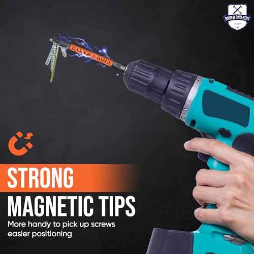 Baker&Bolt Impact Hex Bit Set, Robertson 14-pcs+bit holder14-pcs+bit holder Wrench Drill Bit Set, Hex Drill Bit Set, 45¡Æ Extension Corners Magnetic bit holder, Convenient Storage Case Included