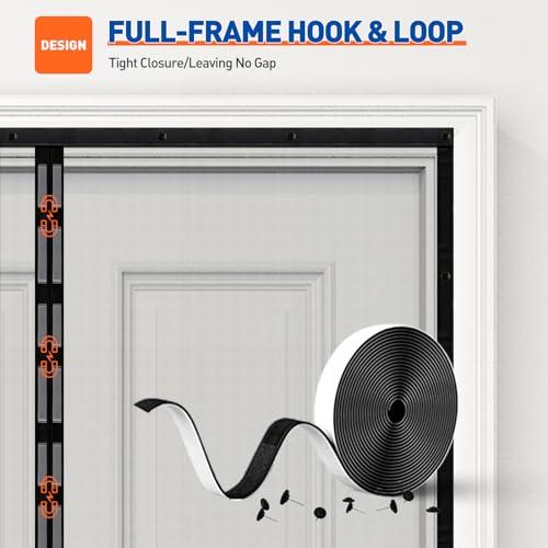 MAGZO Magnetic Screen Door 36x82 Inches Fit Gray Mesh Hands-Free Auto-Close