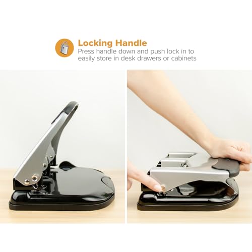 Bostitch Heavy Duty EZ Squeeze 3-Hole Punch - 40 Sheet Capacity, Silver