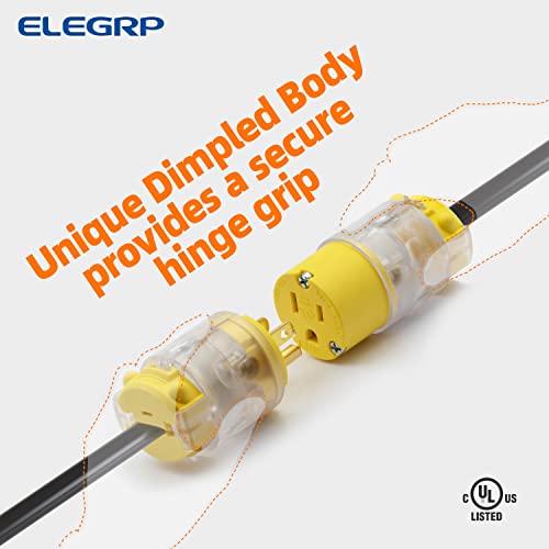 ELEGRP Lighted Electrical Plug & Connector Set 15A 125V NEMA 5-15P/R Commercial Yellow - Variation 1