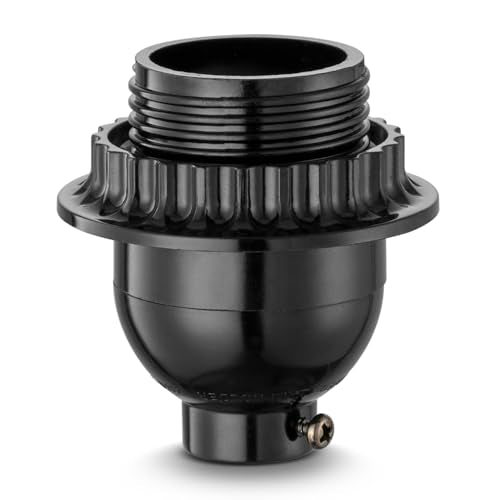 ON/OFF Keyless E26 Pendant Light Socket with Shade Ring, Black, UL Listed