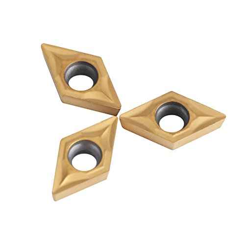 Metal Lathe Carbide Inserts, DCMT070204, Cnc Inserts, Tungsten Carbide Lathe Tips, Stainless Steel Lathe Tools Inserts with Box for Metal Cutting Lathe Tool,10pcs