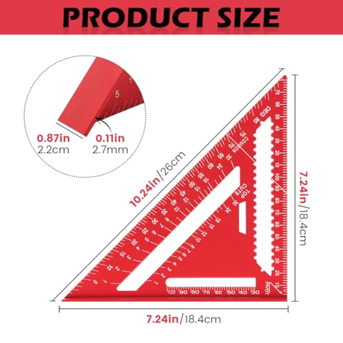 7-in Aluminum Carpenter Square Rafter/Framing Square with Red Finish – Qirvaten
