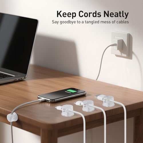AGPTEK 8 Pack Magnetic Cable Clips Clear Rotatable Cord Holders for Cables