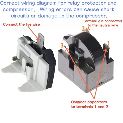 QP-02-4.7 3Pin Refrigerator Start Relay Kit with 1/2HP Overload Protector