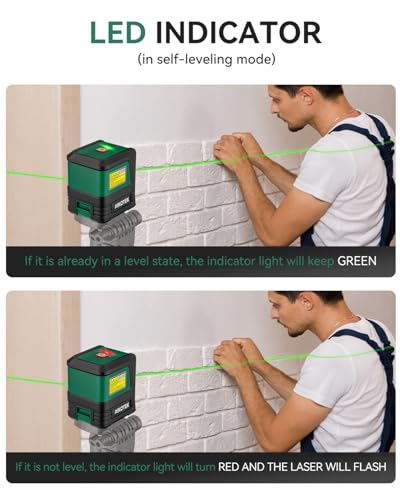Nikotek Laser Level NK02G Self-Leveling Green Line with Horizontal & Vertical Lines for Construction & Hanging, Battery Included