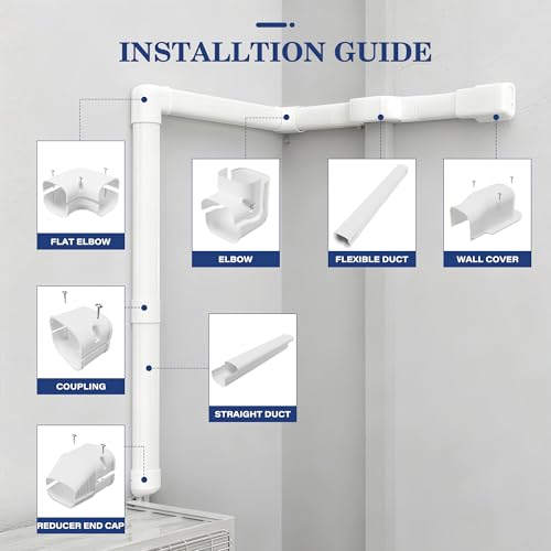 LyPrem 16.5ft White PVC Mini Split Line Set Cover 4" for AC & Heat Pump