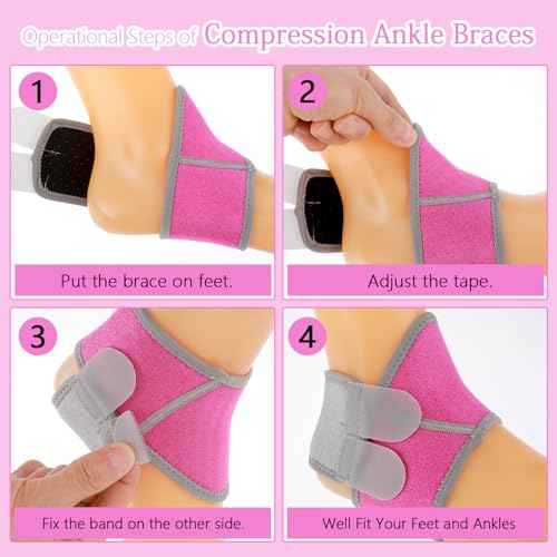 Prasacco 2 Pairs Kids Ankle Brace Set, Knitted Ankle Sleeve Sock Support Pink Ankle Support Elastic Kids Compression Socks Ankle Sleeve Breathable Compression Sleeves for Jogging Running Fitness