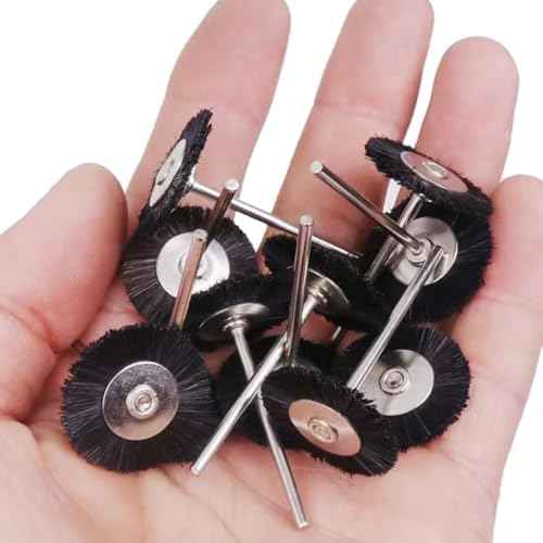 ?????? ???? 20 Pcs T Shape Nylon Bristle Brush - 3/32 Inch Shank Abrasive Bristle Polishing Brushes Wheel for Rotary Tools (Black)