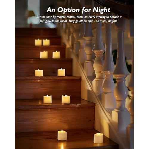 Homemory 12Pack 400+Hour Remote Control Flameless Candles, 2/4/6/8H Timer Led Votive Candles, Battery Operated Tea Lights for Wedding Table Centerpiece, Holidays, Halloween Pumpkins, Christmas Decor