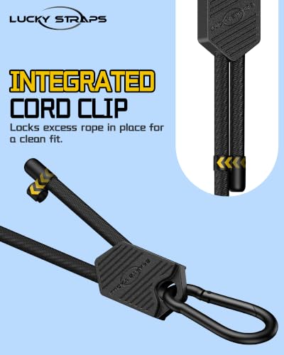 Black 48 Inch Adjustable Carabiner Bungee Cords with Hooks - 8 Pack