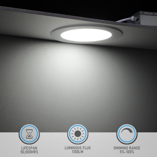 TORCHSTAR 6 Inch Daylight LED Recessed Light 12W CRI90 Dimmable Slim Ceiling Fixture