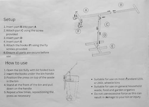 JIANFA Touchless Manual Trash Compactor - Space-Saving Waste Reducer for 32-64 Gallon Bins