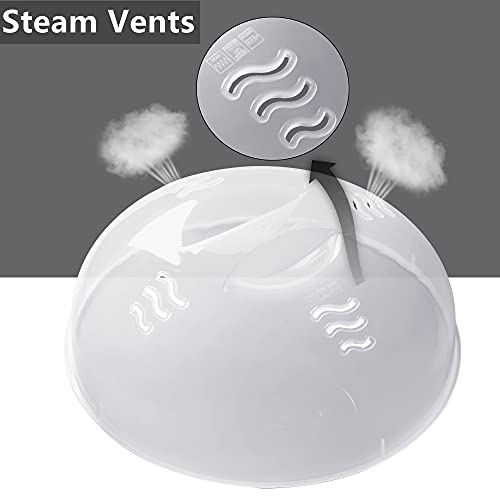 Tusjiain 11.5 Inch Microwave Splatter Cover, Tall Clear BPA Free Lid with Easy-Grip Handle